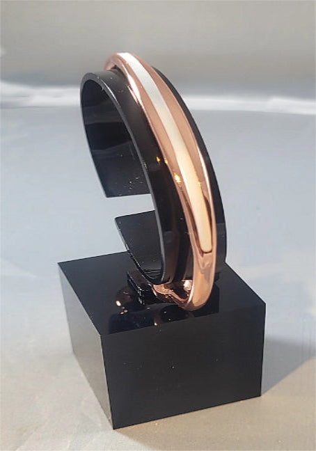 COPPER & WHITE MAGNETIC THERAPY BANGLE